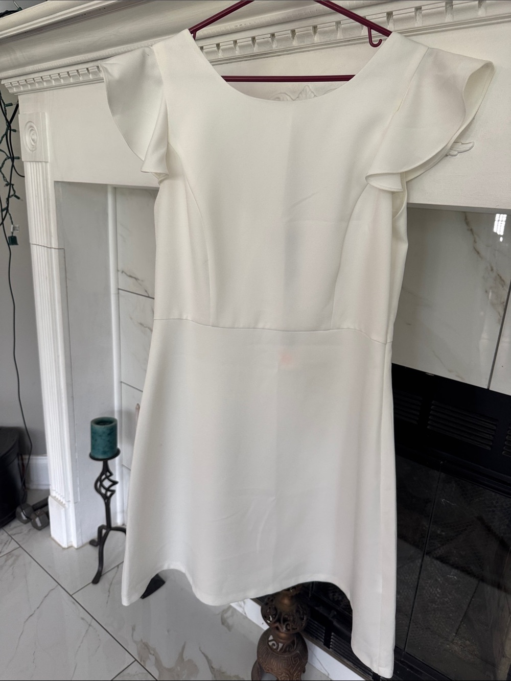 Molly Bracken Cream Ruffle-Sleeve Mini Dress